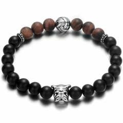 Pulseira Masculina Dog de Pedra Natural e Aço Inoxidável - comprar online