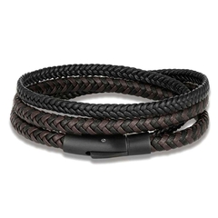 Imagem do Pulseira Masculina de Couro Dupla Camada Fecho Aço Inox