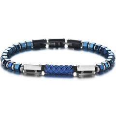 Pulseira Masculina Craft de Pedra Hematita e Aço Inox Luxo