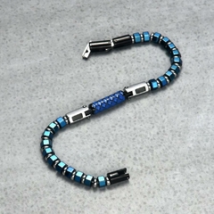 Pulseira Masculina Craft de Pedra Hematita e Aço Inox Luxo