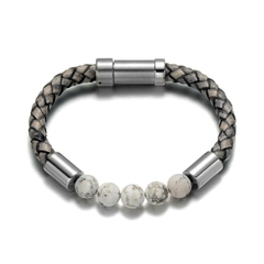 Pulseira Masculina Elegrand de Couro Legitimo e Aço Inox Luxo - Pulseiras e Acessórios Masculino | Sr Lordre