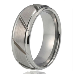 Anel Masculino Clássico Corte Tungstênio 8mm