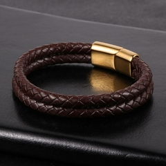 Pulseira Masculina Design de Couro Fecho Magnético - Pulseiras e Acessórios Masculino | Sr Lordre