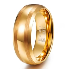Anel Masculino Confort Linhas Escovada Tungstênio 8mm
