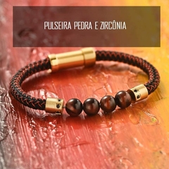 PULSEIRA SOCIAL DE PEDRA MALHA DE AÇO INOX LUXO na internet