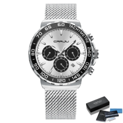 Relógio Masculino Grille Prata Quartzo Premium na internet