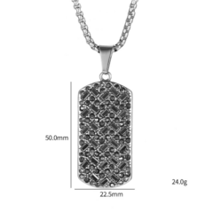 COLAR MASCULINO TAG CRAVEJADA EM ZIRCÔNIA E AÇO INOX - comprar online
