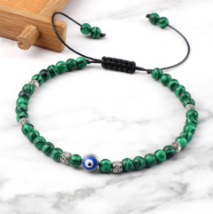Pulseira Masculina Olho Grego de Pedra Natural 4mm - comprar online