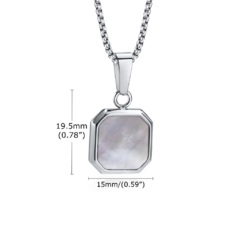 Colar Masculino de Pedra quadrado Aço Inox - loja online