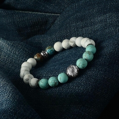 Pulseira de Pedra Natural Branco Azul Turquesa - comprar online