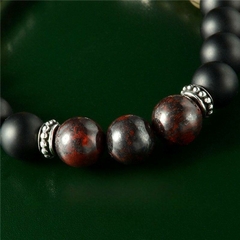 Pulseira Masculina Buda de Pedra Natural e Aço Inoxidável Pulseira Alongamento - loja online