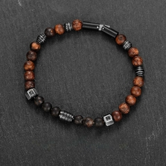 Pulseira Masculina Match Retrô de Pedra Natural e Aço Inoxidável Luxo - comprar online