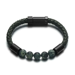 Pulseira Masculina Elegrand de Couro Legitimo e Aço Inox Luxo - comprar online