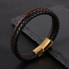 Imagem do Pulseira Masculina Design de Couro Fecho Magnético