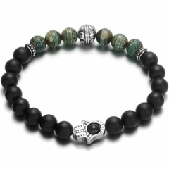 Pulseira Masculina Mão de Fátima de Pedra Natural - comprar online