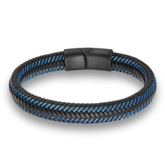 Pulseira Masculina Colina de Couro Trançado Fecho Magnético