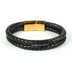 Pulseira Masculina Design de Couro Fecho Magnético