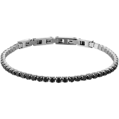 Pulseira Masculina Havana Zircônia Aço Inox Luxo