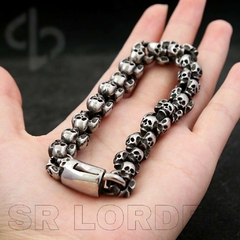 Pulseira Masculina Caveiras Aço Inox