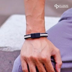 Pulseira de Couro Trançado Fecho Magnético - comprar online