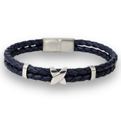 Pulseira Masculina de Couro Duplo X