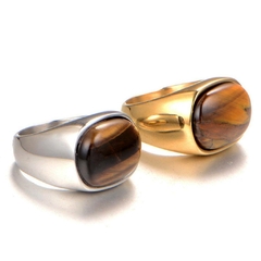 Anel Masculino Clássico Pedra Olho de Tigre - comprar online