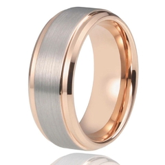 Anel Masculino Cinza e Rose de Tungstênio