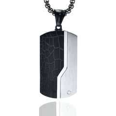 Colar Masculino de aço inoxidável com Ponto de Zircônia