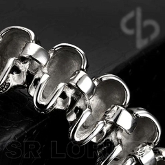 Pulseira Masculina Caveiras Aço Inox Premium