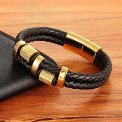 Pulseira Masculina Space de Couro e Aço Inox Premium - comprar online