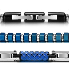 Pulseira Masculina Craft de Pedra Hematita e Aço Inox Luxo