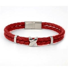 Pulseira Masculina de Couro Duplo X - Pulseiras e Acessórios Masculino | Sr Lordre