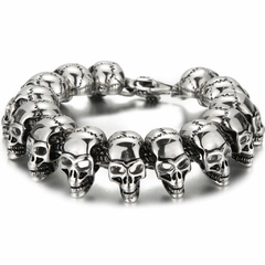 Pulseira Masculina Caveiras Aço Inox Premium - comprar online
