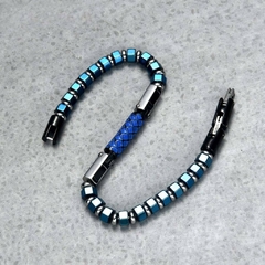 Pulseira Masculina Craft de Pedra Hematita e Aço Inox Luxo