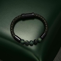 Pulseira Masculina Elegrand de Couro Legitimo e Aço Inox Luxo na internet