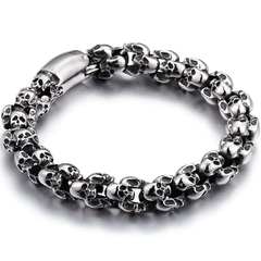 Pulseira Masculina Caveiras Aço Inox