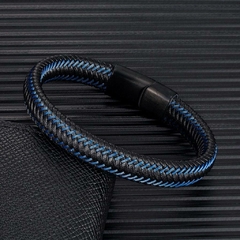 Pulseira Masculina Colina de Couro Trançado Fecho Magnético - comprar online