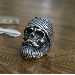 Anel Masculino Vintage Caveira Barba Aço Inoxidável