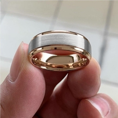 Anel Masculino Cinza e Rose de Tungstênio - Pulseiras e Acessórios Masculino | Sr Lordre
