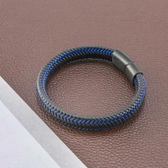 Pulseira Masculina Colina de Couro Trançado Fecho Magnético - Pulseiras e Acessórios Masculino | Sr Lordre