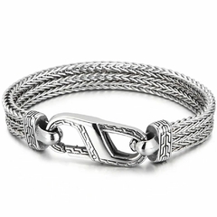 Bracelete Masculino Aço Inox Fecho Gancho Premium