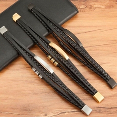 Pulseira Masculina Senior de Couro e Fecho Magnético