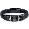 Pulseira Masculina Raros de Couro e Aço Inoxidável Fecho Magnético