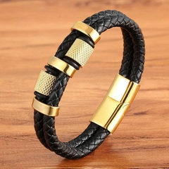 Pulseira Masculina Space de Couro e Aço Inox Premium na internet