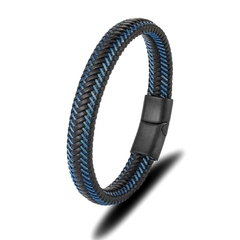 Pulseira Masculina Colina de Couro Trançado Fecho Magnético - loja online