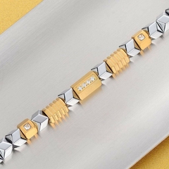 Pulseira Masculina de Pedra Hematita Prata Executiva Luxo na internet