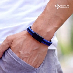 Pulseira de Couro Trançado Fecho Magnético