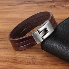 Pulseira Masculina Couro Estilo Clássico 3 Vias - loja online