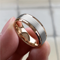 Anel Masculino Cinza e Rose de Tungstênio - loja online