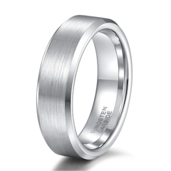 Anel Masculino Clássico Cinza Escovado de Tungstênio - Pulseiras e Acessórios Masculino | Sr Lordre